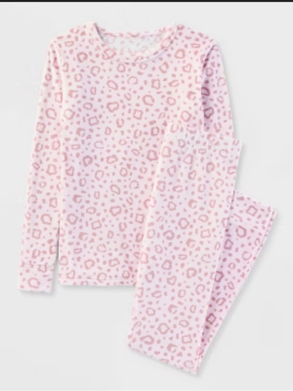 Cat & Jack Pink Leopard-Print Long-Sleeve Pajama Set Soft Girly Animal Print